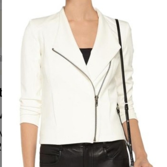Helmut Lang Jackets & Blazers - HELMUT LANG White Ponte Moto Jacket Size:L
